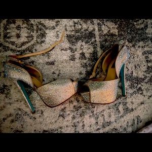Betsy Johnson Blue Rhinestone Platform Heel